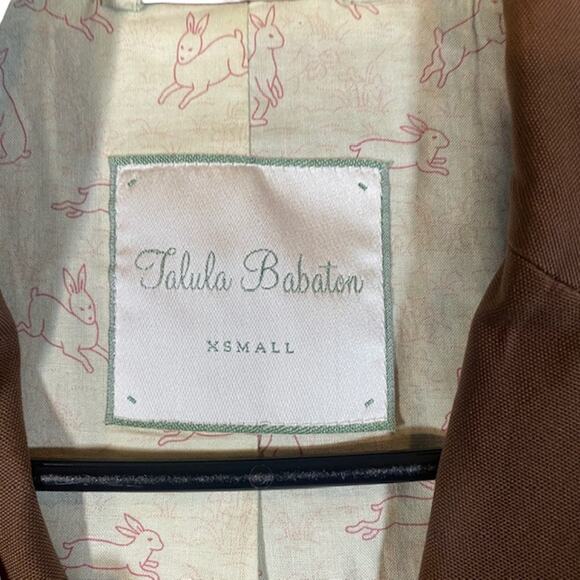 Talula Babaton Brown Cotton Collared Jacket Women Sz XS - Picture 8 of 10
